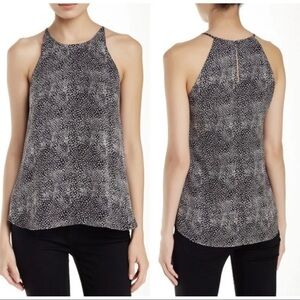 Joie Womens Sz S 100% Silk Black Dot Feather Print Tank Top Cami Blouse